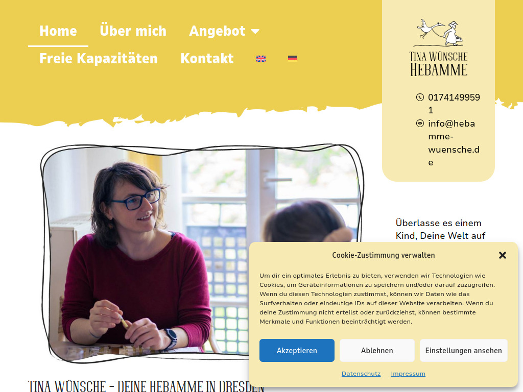 Website von Hebamme Tina Wünsche in Dresden