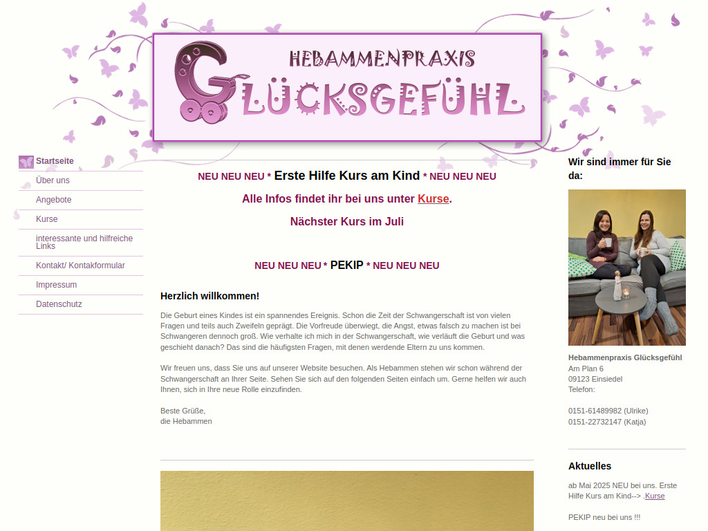 Website von Hebammenpraxis Glücksgefühl in Chemnitz OT Einsiedel