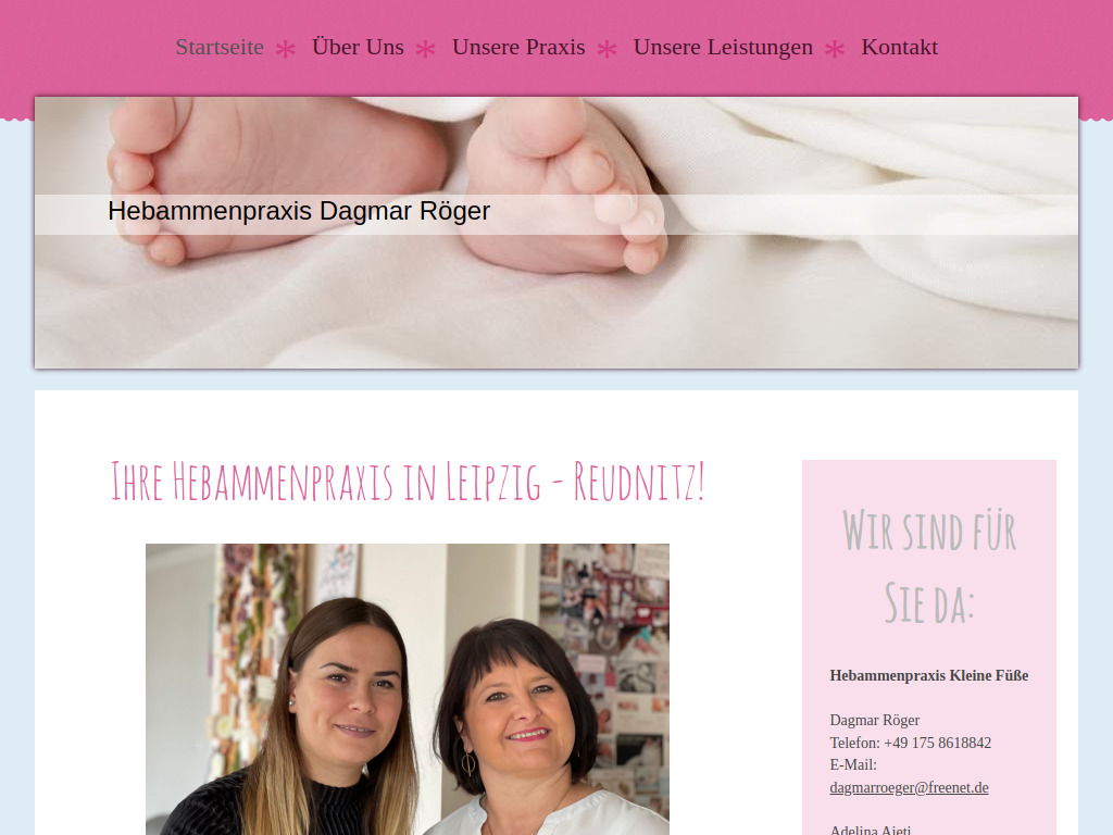 Website von Hebammenpraxis Dagmar Röger - Kleine Füße in Leipzig