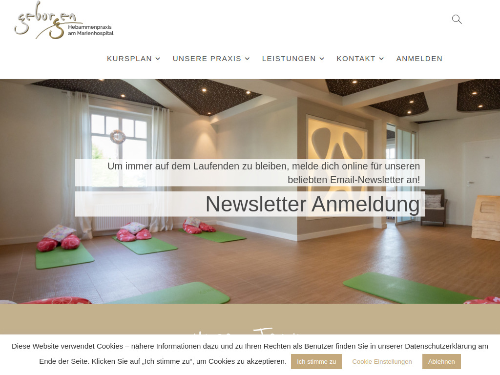 Website von Hebammenpraxis am Marienhospital in Oelde