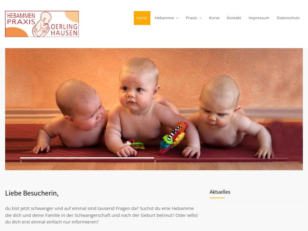 Website von Hebammenpraxis Oerlinghausen in Oerlinghausen