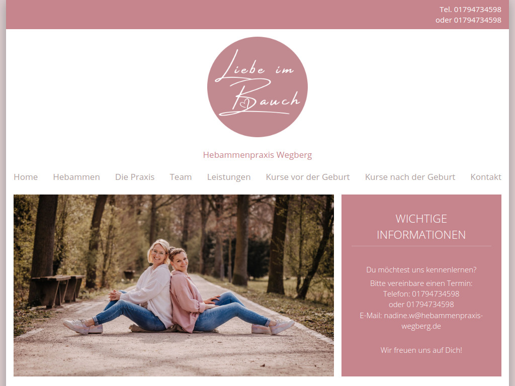 Website von Hebammenpraxis Wegberg in Wegberg