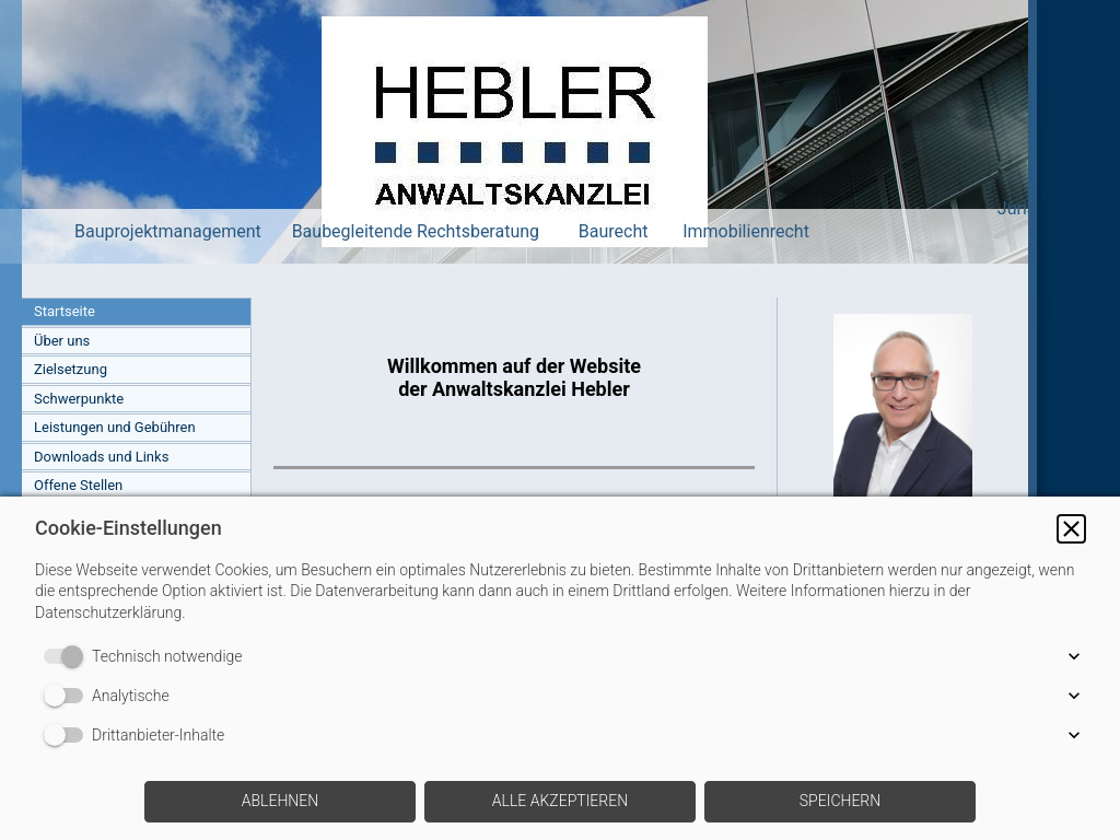 Website von Anwaltskanzlei Hebler in Sankt Augustin