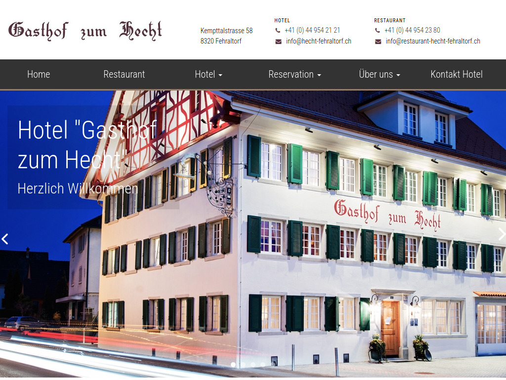 Website von Gasthof zum Hecht in Fehraltorf