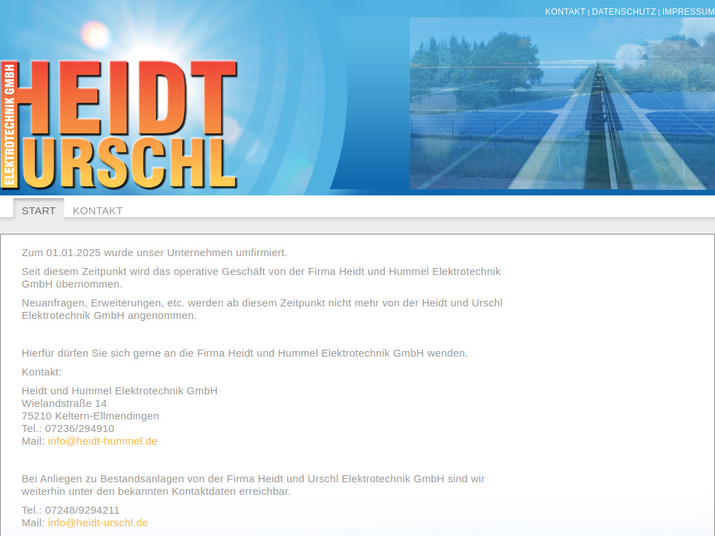 Website von Heidt & Urschl Elektrotechnik GmbH