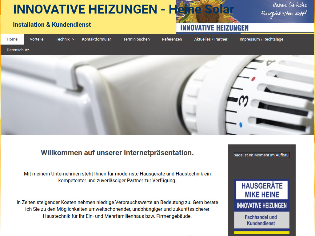 Website von Heine - Innovative Heizung in Frohburg