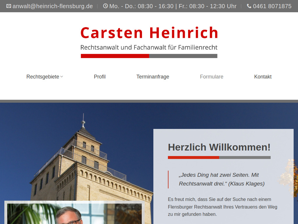 Website von Carsten Heinrich Rechtsanwalt und Fachanwalt für Familienrecht in Flensburg