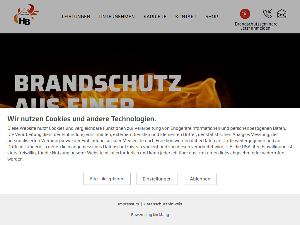 Website von Heinzl Brandschutztechnik GmbH in Wangen im Allgäu
