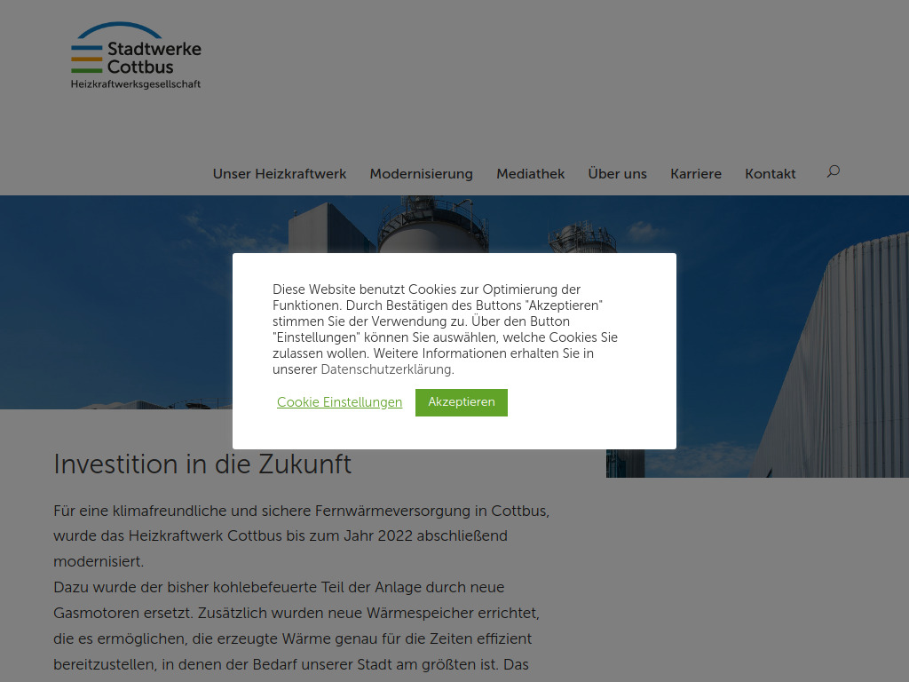 Website von HKW Heizkraftwerksgesellschaft Cottbus mbH in Cottbus