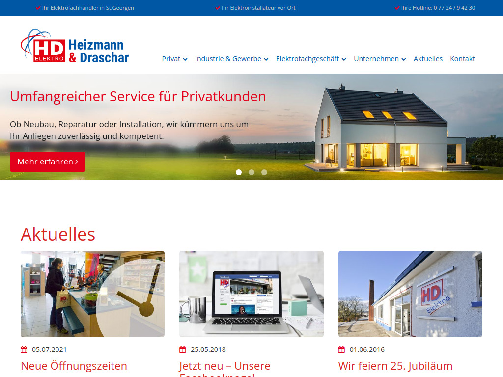 Website von Heizmann & Draschar GmbH in St. Georgen
