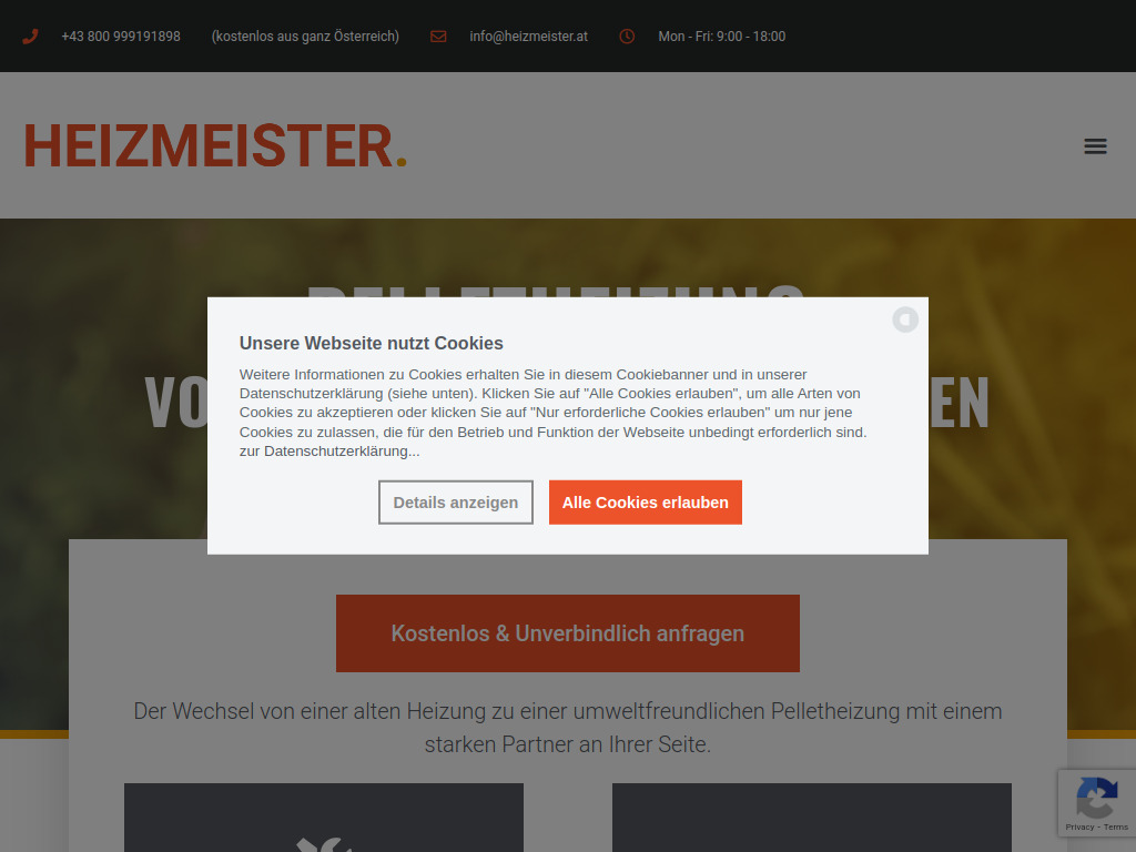 Website von Heizmeister.at: Ihr Ansprechpartner für Pelletheizungen in Amstetten