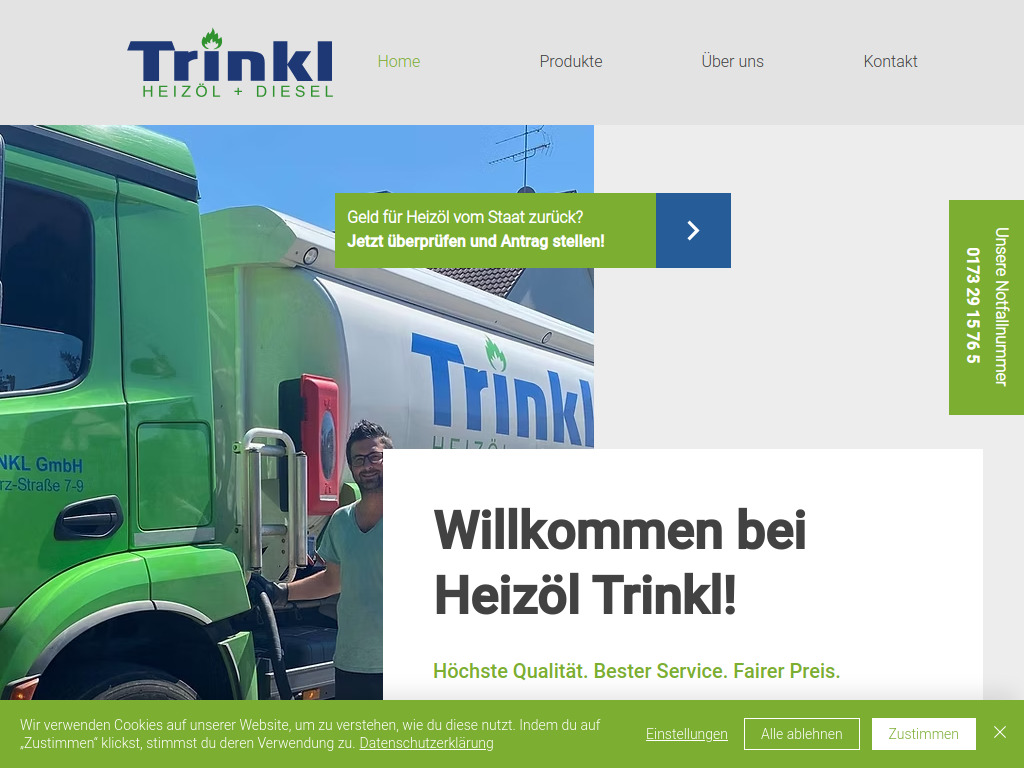 Website von Alfred Trinkl GmbH in Dachau