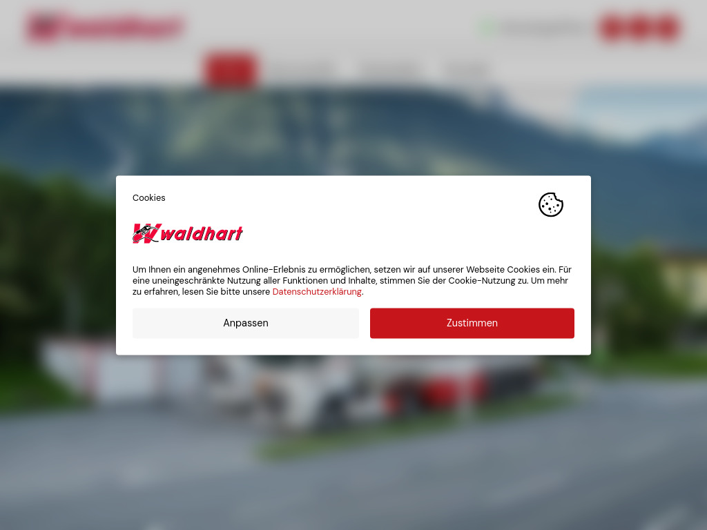 Website von Hubert Waldhart GmbH in Telfs