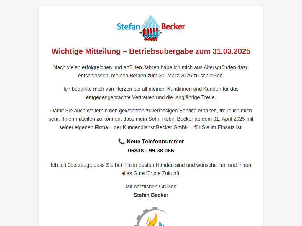 Website von Kundendienst Becker GmbH in Saarwellingen