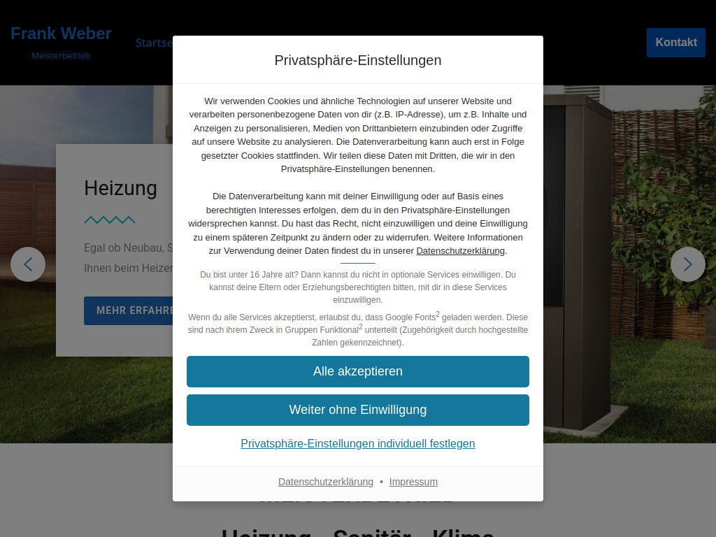 Website von Frank Weber Heizung & Sanitär in Wiesloch