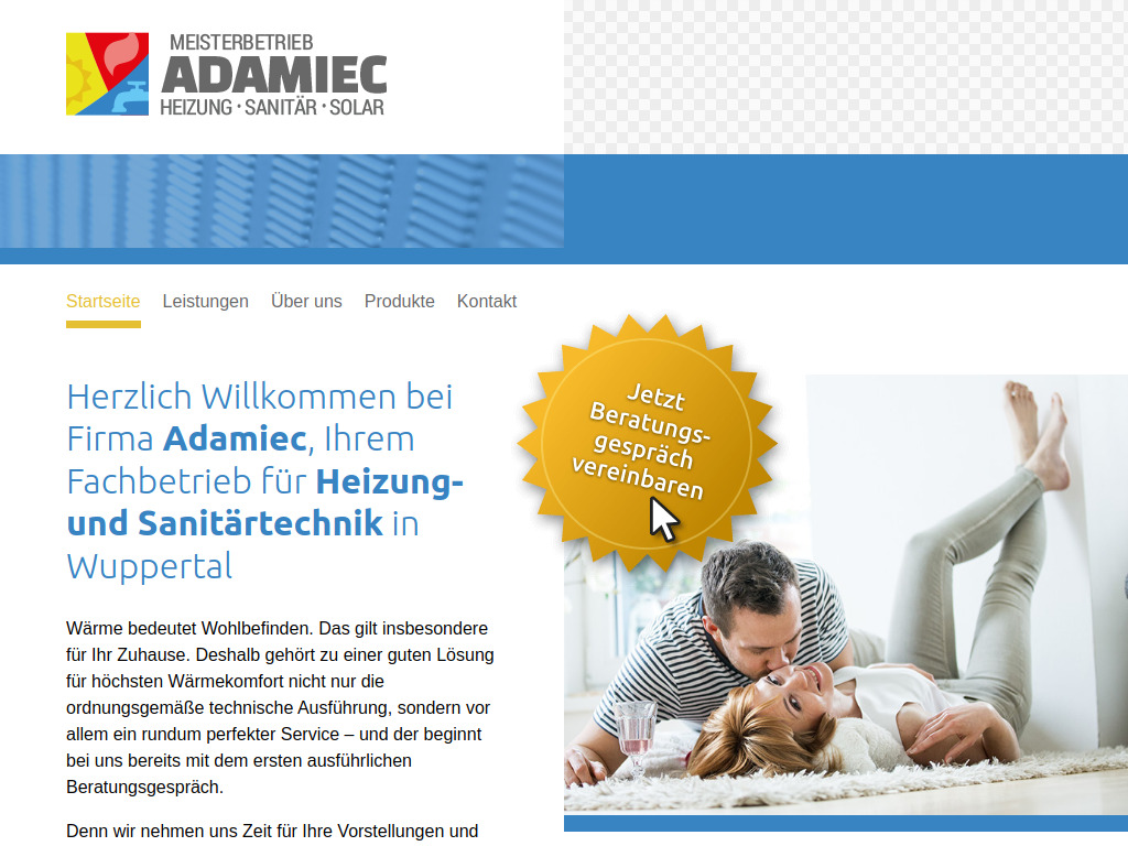 Website von Paul Adamiec Heizung- und Sanitärtechnik in Wuppertal
