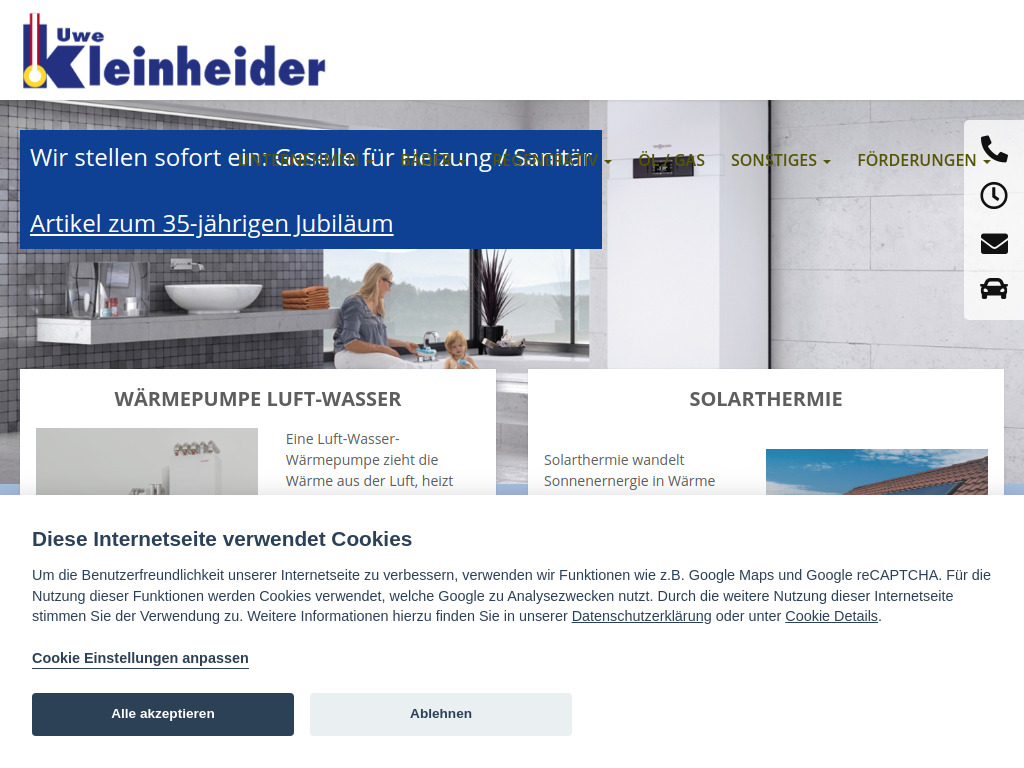 Website von Uwe Kleinheider Heizungsbau in Hagen a.T.W.