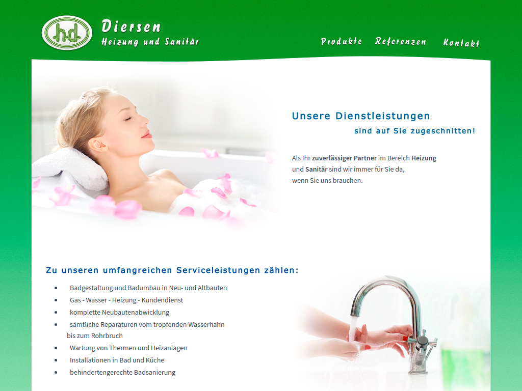Website von Diersen Heizung und Sanitär Lingen in Lingen