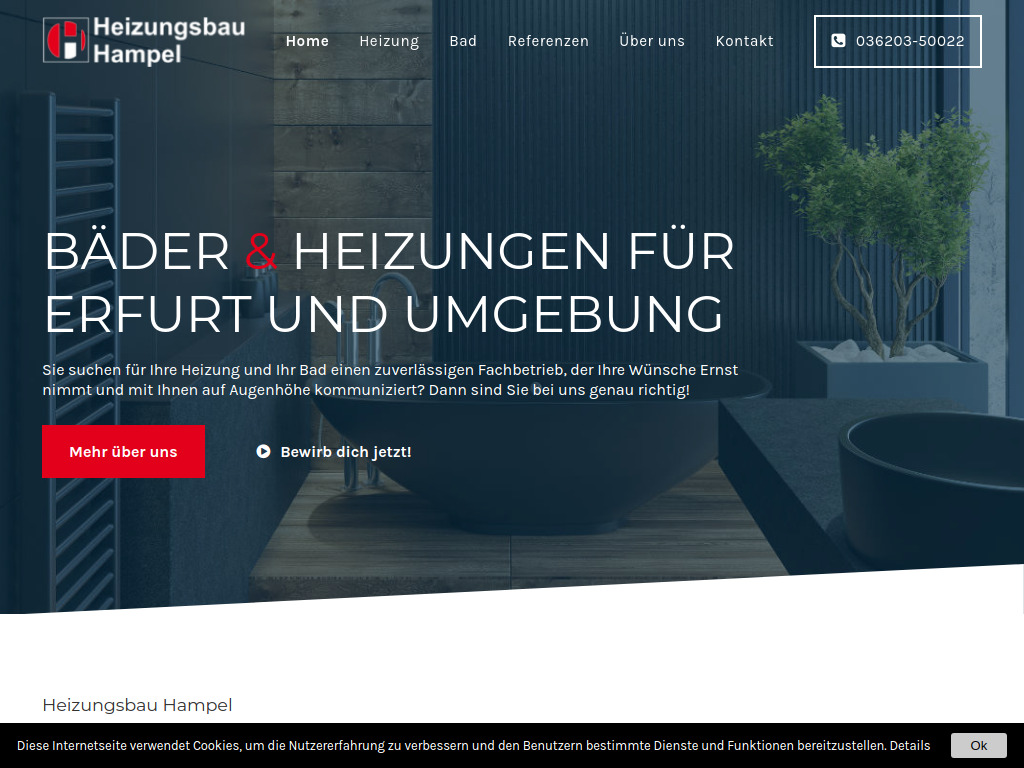 Website von Heizungsbau Hampel in Erfurt-Vieselbach
