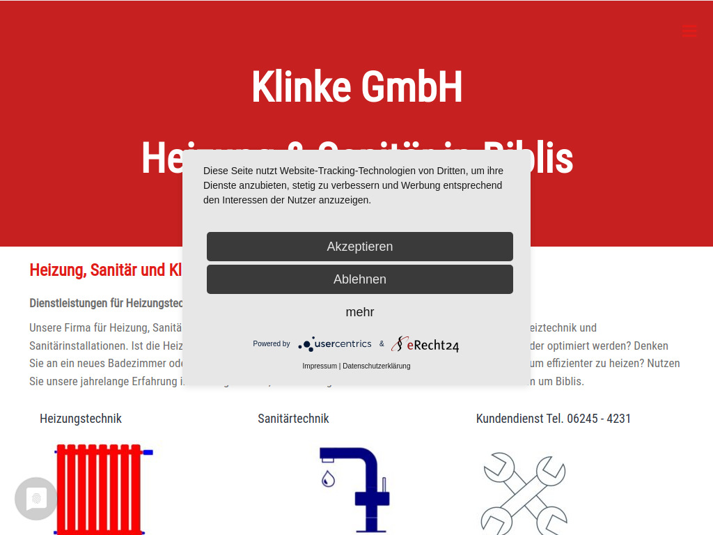Website von Klinke GmbH in Biblis