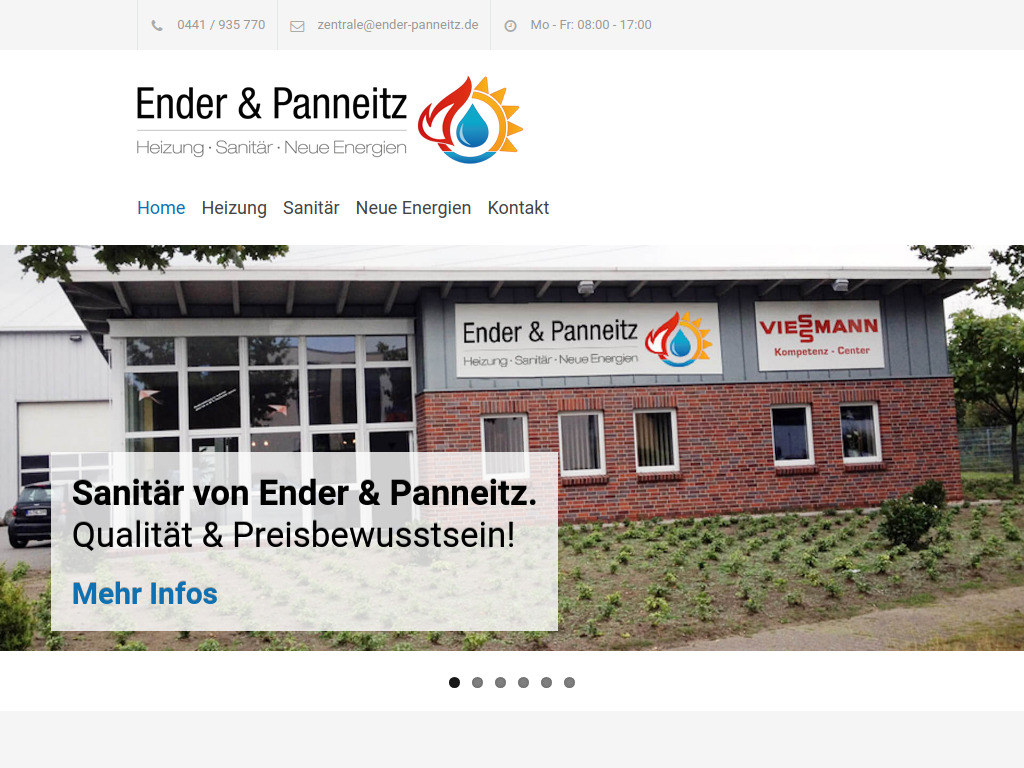 Website von Ender & Panneitz Heizung-Sanitär GmbH in Oldenburg