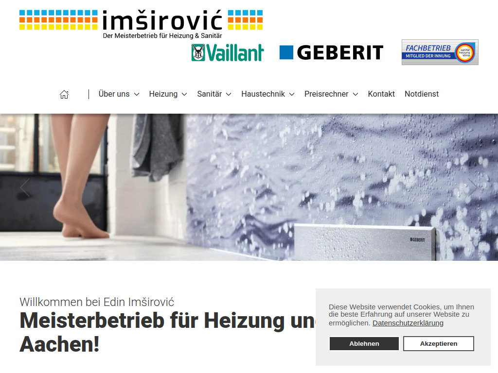 Website von Meisterbetrieb für Heizung und Sanitär Edin Imširović in Aachen