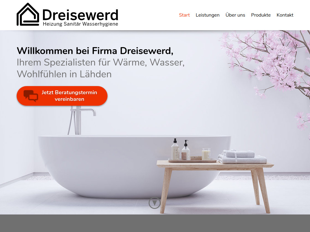 Website von Dreisewerd Heizung, Sanitär und Wasserhygiene GmbH & Co. KG in Lähden