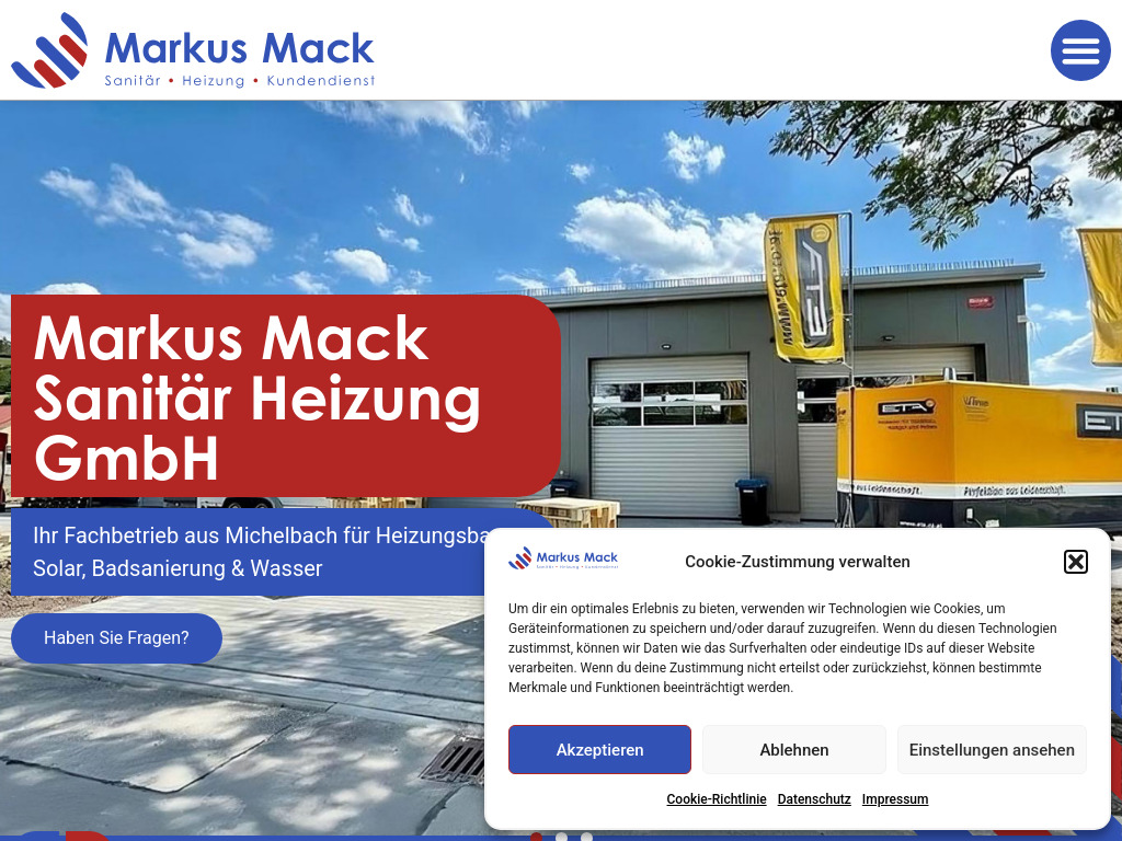 Website von Markus Mack Sanitär Heizung GmbH in Michelbach an der Bilz