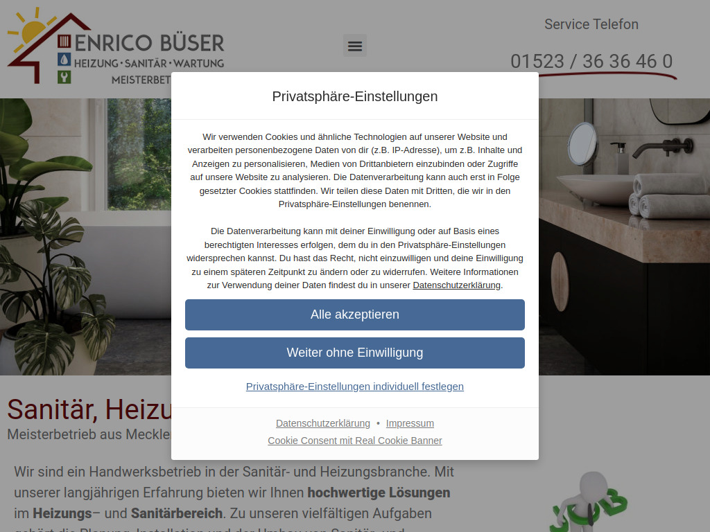 Website von Heizung-Sanitär-Wartung in Hornstorf