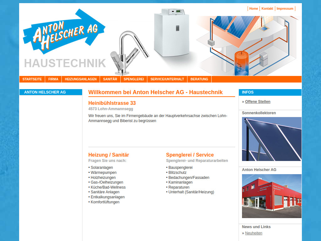 Website von Anton Helscher AG in Lohn-Ammannsegg