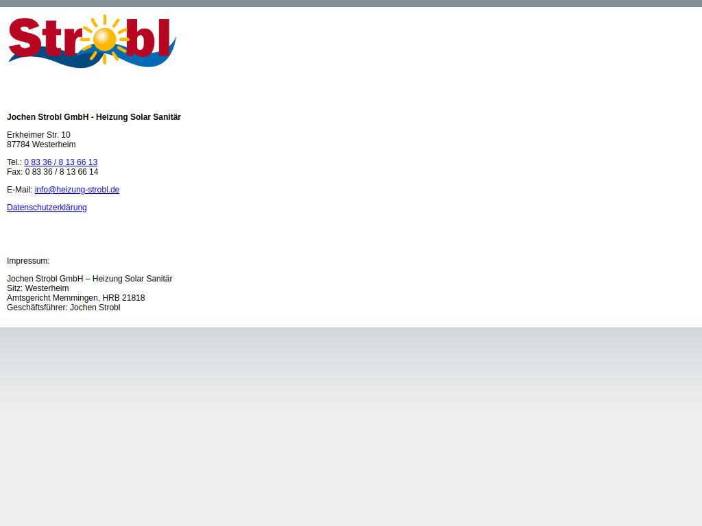 Website von Jochen Strobl GmbH in Westerheim