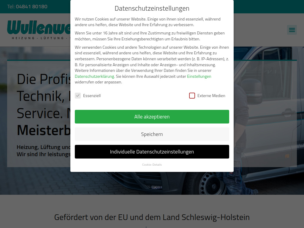 Website von Wullenweber GmbH & Co. KG in Husum
