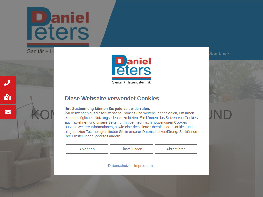 Website von Daniel Peters Sanitär + Heizungstechnik in Heinsberg