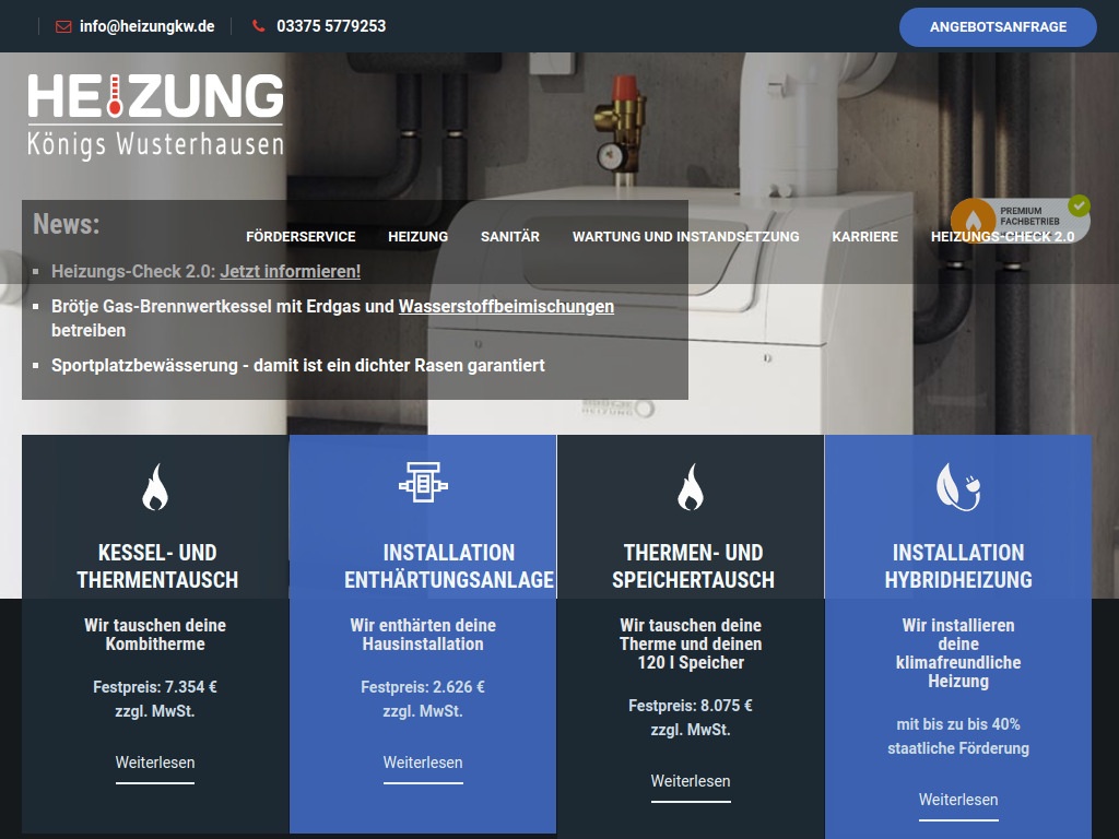 Website von Heizung Königs Wusterhausen in Königs Wusterhausen