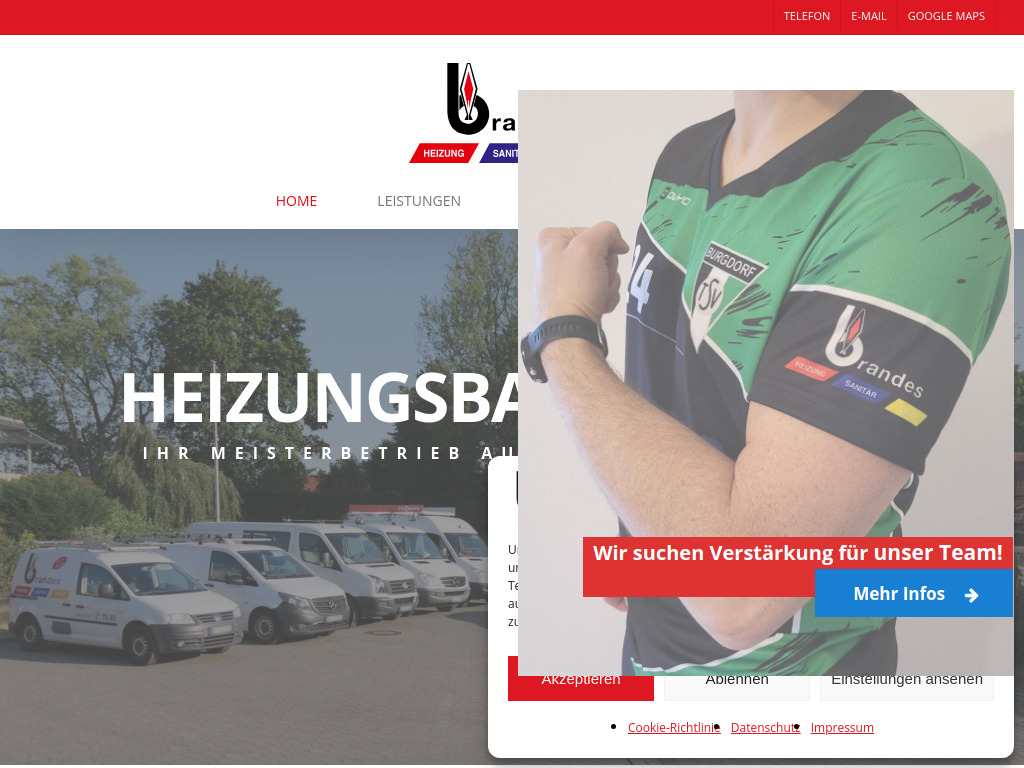 Website von Heizungsbau Brandes in Burgdorf