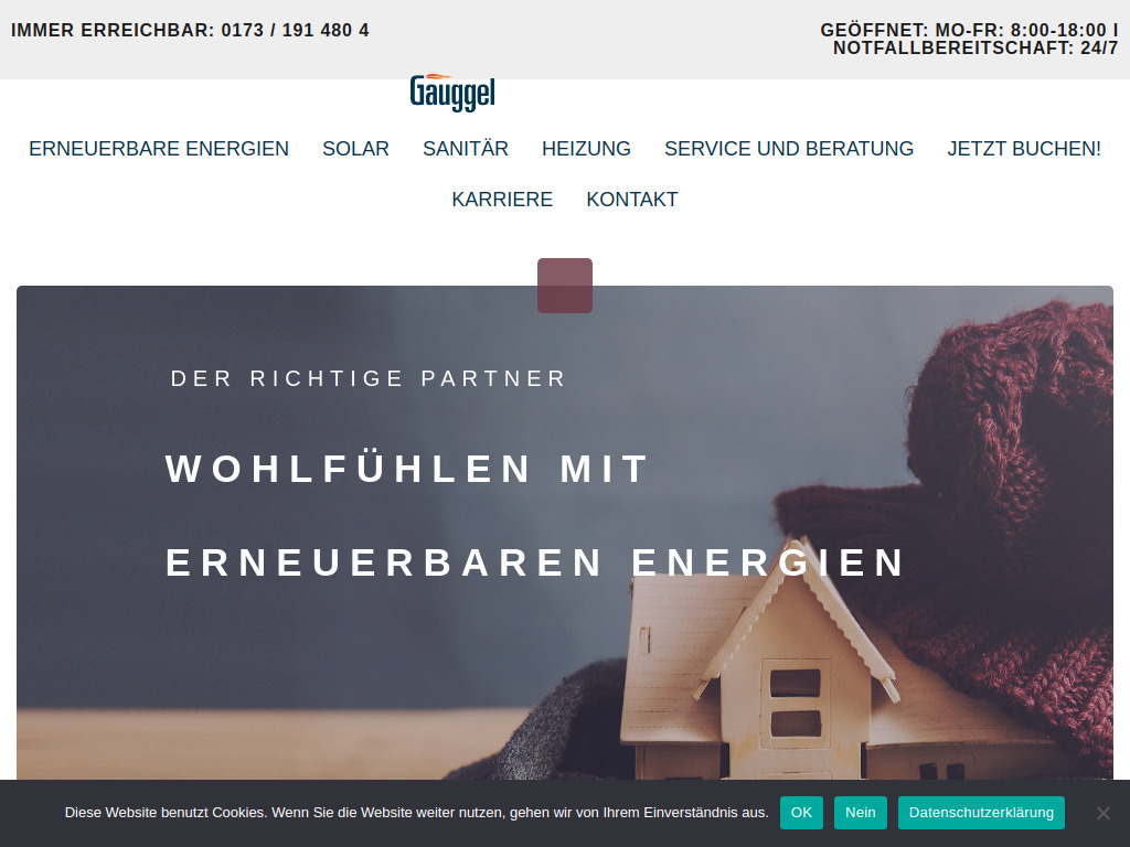 Website von Heizungsbau Bruno Gauggel in Winterlingen