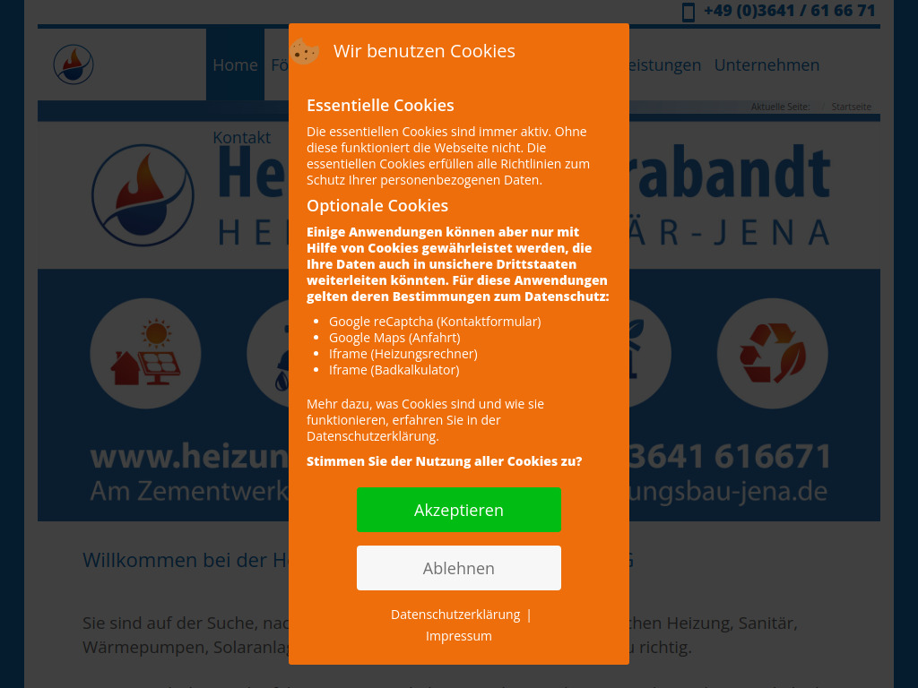Website von Heizungsbau Drabandt GmbH & Co KG in Jena