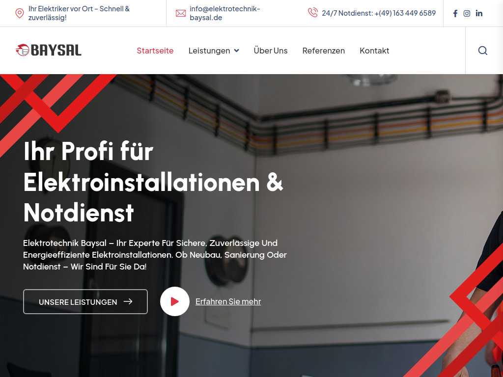 Website von Elektrotechnik Baysal in Gelsenkirchen