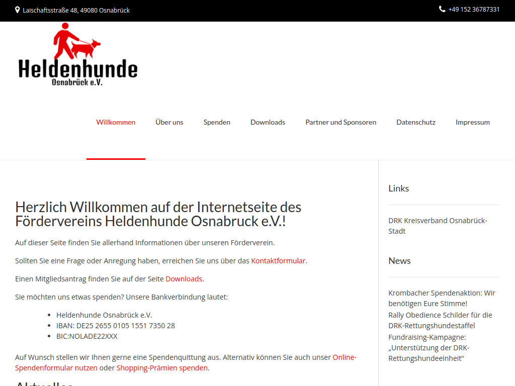 Website von Heldenhunde Osnabrück e.V. in Osnabrück