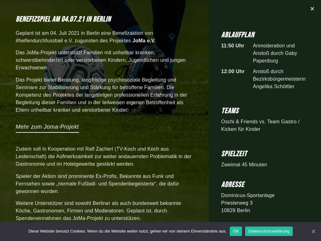 Website von Helfen durch Fußball e.V. in Berlin