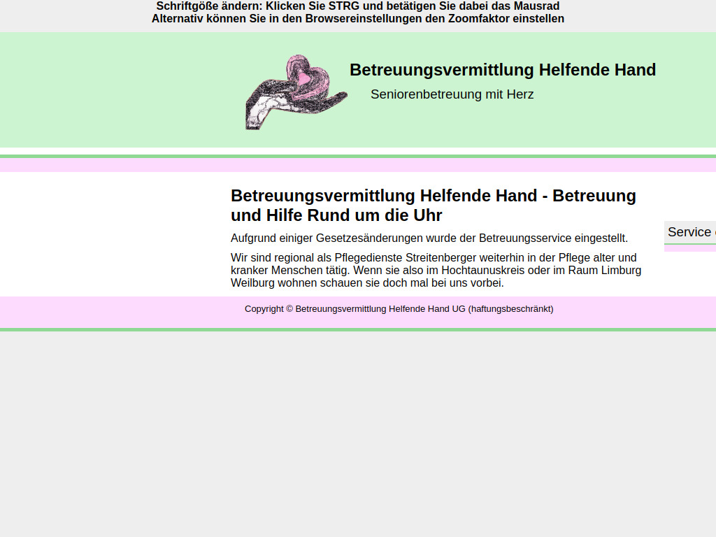 Website von Helfende Hand UG (haftungsbeschränkt)