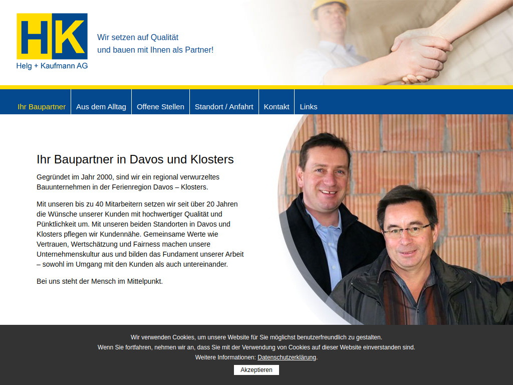 Website von Helg + Kaufmann AG in Davos Platz