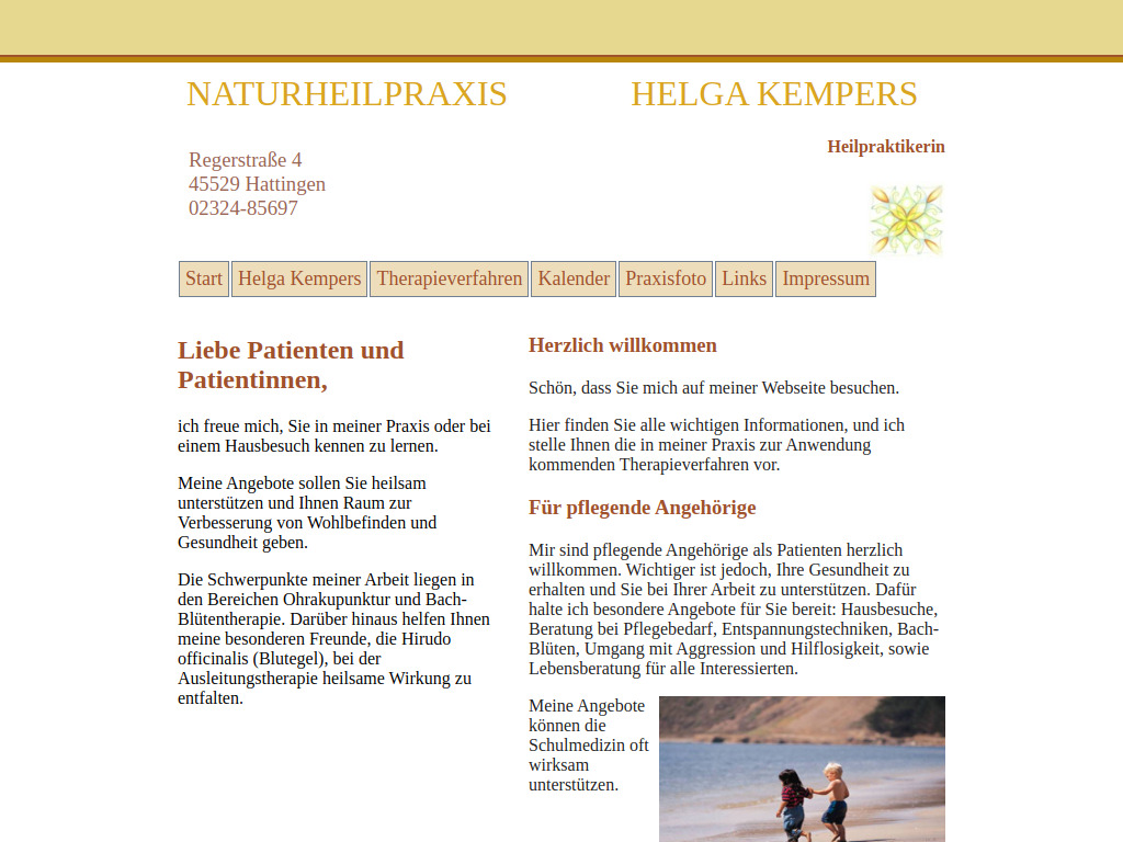 Website von Naturheilpraxis Kempers in Hattingen