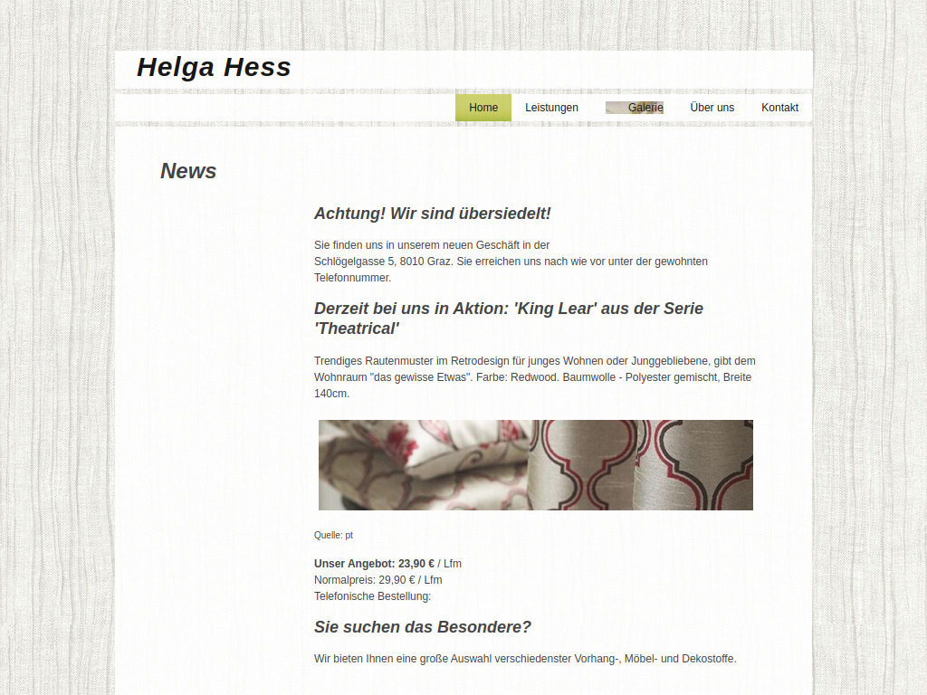 Website von Werkstätte Helga Hess in Graz