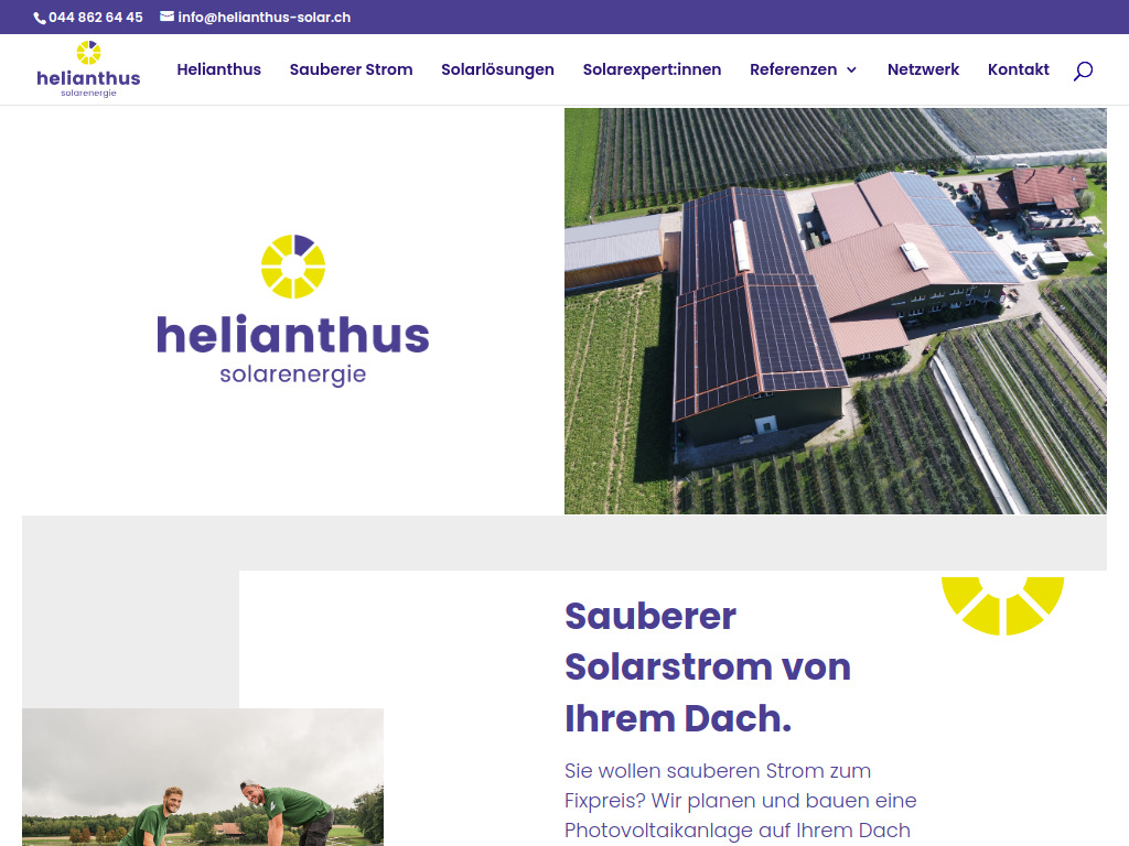 Website von Helianthus AG in Bachenbülach