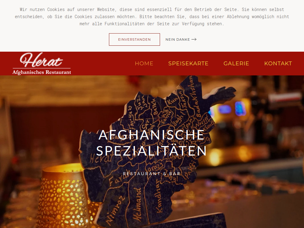 Website von HERAT Restaurant in München