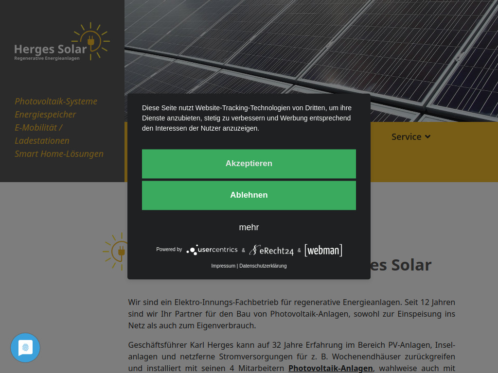 Website von Herges-Solar GbR in Zeltingen-Rachtig