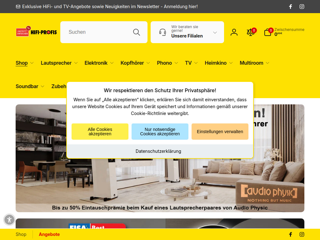Website von Hifi-Profis Warenhandelsgesellschaft mbH in Frankfurt am Main