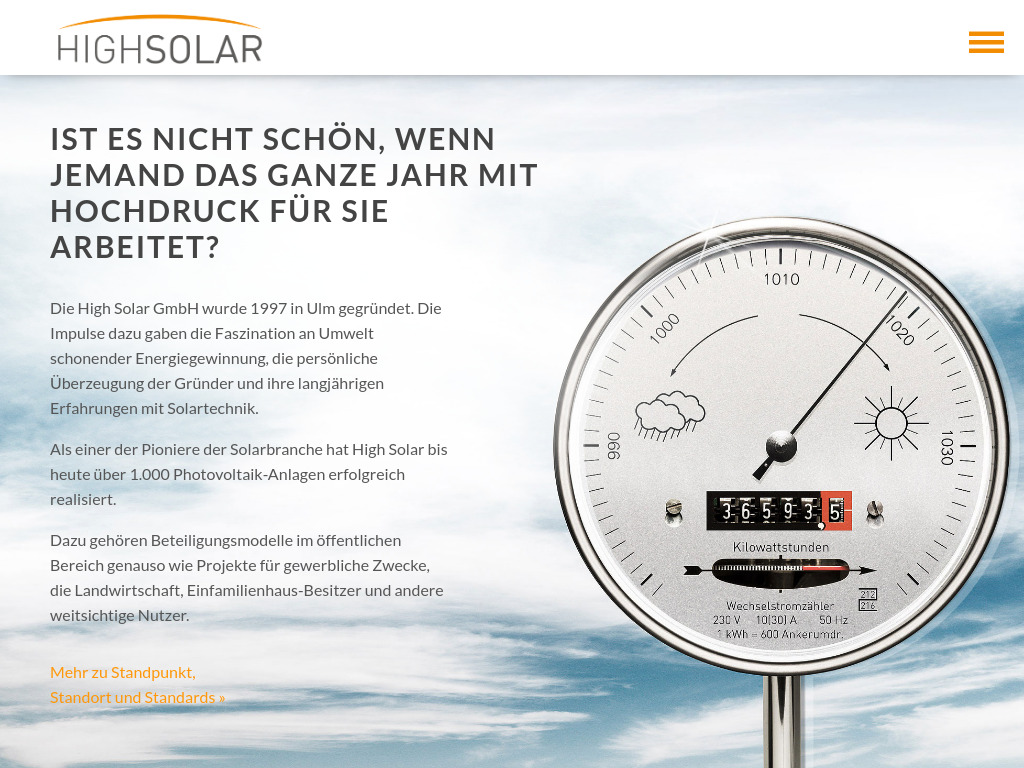 Website von High Solar GmbH in Altenstadt