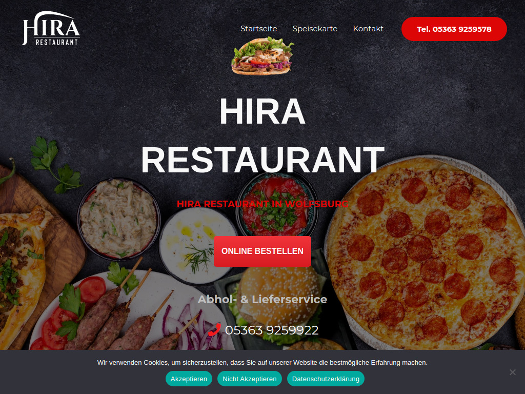 Website von HIRA Restaurant Wolfsburg in Wolfsburg
